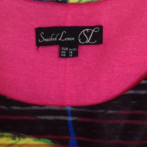 Smashed Lemon Womens Dress Size 12 Black Tropical Beach Lined Pull-Over Vacation - Picture 8 of 8